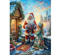 Papá Noel con un niño Puzzles 1000 Piezas Estera Portátil Plegable Rompecabezas para Adultos Desafío Intelectual Aliviar Estrés Decoración Hogar 3D 1000 PCS