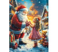 Papá Noel con una niña pequeña Rompecabezas 1000 Piezas Cartón para Toda La Familia Cuento de Hadas tierno de acompañamiento Tiempo Libre Entretenimiento Sin Pantalla 1