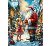 Papá Noel con una niña Puzzle 500 Piezas Cartón Blanco Premium para Expertos Cuentos de Hadas fantásticos de Animales Salvajes Vacaciones Fines Semana Hobby Y Ocio Regalo Navideño 500