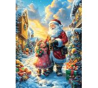 Papá Noel con una niña Puzzle 500 Piezas Papel Adultos Cuentos de Hadas fantásticos de Animales Salvajes Desconectar Estrés Alivio Ansiedad Garantía Reposición Piezas 50