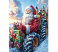 Papá Noel conduciendo un tractor con regalos Rompecabezas 500 Piezas Cartón Para Principiantes Sueño Mágico de Ciencia Ficción Días Lluviosos Tiempo Libre En Casa Para Reyes Magos Detalle De Cumpleaño