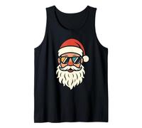 Papá Noel Cool con Gafas Retro Santa Head Christmas Camiseta sin Mangas