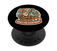 Papá Noel de Navidad con Perros para Todos, Divertidas Vacaciones en un Refugio para Perros PopSockets PopGrip Adhesivo