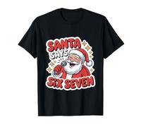 Papá Noel de Navidad Dice 6 7 Six Seven Gen Z Alpha Meme Argot Camiseta