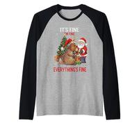 Papá Noel de Reno de Navidad It's Fine I'm Fine para Vacaciones Divertidas Camiseta Manga Raglan
