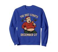 Papá Noel Divertido con Pollo Humor de Dieta Navideña Sudadera, Unisex para Adultos, Azul Real, L