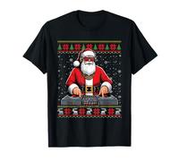 Papá Noel DJ Mixer Music Ugly Christmas Sweater Camiseta