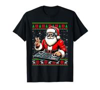 Papá Noel DJ Mixer Music Ugly Christmas Sweater Camiseta
