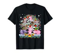 Papá Noel, elfo, reno, hipopótamo, en, árbol de Navidad, luces gnomos Camiseta
