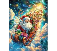Papá Noel en el Trineo con Renos Rompecabezas 500 Piezas Cartón Resistente para Adultos Actividades Grupales para Relajarse Decoración Pared Regalo Aniversario 500 PCS