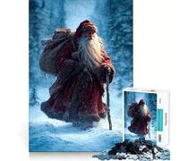 Papá Noel en un Bosque nevado de Invierno, Rompecabezas de 1000 Piezas para Adultos, Juguete Inteligente para el hogar, Corte Suave, Sorpresa navideña (38x52cm)