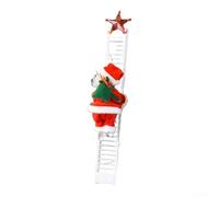 Papá Noel escalador eléctrico con escalera y cuentas para decoración navideña temática navideña y entretenimiento apto para niños (blanco individual)