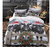 Papá Noel escribiendo Funda de Edredón 3 Piezas Microfibra Suave Impresión 3D Cierre de Cremallera Oculta con Fundas de Almohada Lavables Navidad Festiva Funda Edredon for Familia King（220x240cm）