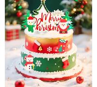 papá noel feliz navidad toppers pastel muñeco nieve árbol navidad palillos decorativos para alegres fiestas navideñas decoración dulces