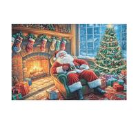 Papá Noel Frente a Chimenea de Navidad Puzzle 1000 Piezas Regalo Familiar Rompecabezas 3D Obra De Arte para Hombres Y Mujeres DIY Creativo Aliviar Estrés 1000 PCS