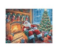 Papá Noel Frente a Chimenea de Navidad Puzzle 500 Piezas Obra De Arte Familiar Coleccionable Rompecabezas 3D para Hombres Y Mujeres Juguete Educativo Desafío Intelectual 500 PCS