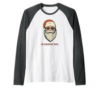 Papá Noel Fresco con Gafas de Sol - Old School Cool Christmas Holiday Camiseta Manga Raglan