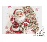 Papá Noel Holding Candy Rompecabezas Estilo árbol Decorado Bricolaje Cartón 1000 PC, Juego Desafiante Adultos/Adolescentes, Alivio Estrés, Regalo Familiar 52x38cm/1000pcs