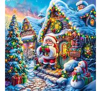 Papá Noel in Christmas Casita Rural Rompecabezas 100 Piezas Cartón para Niños Mayores 14 Años Tiempo Libre Actividad Antiestrés Más Vendido Detalle Único Original 28x28cm