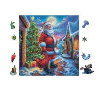 Papá Noel in Christmas Village Rompecabezas 100 Piezas Cartón para Toda La Familia Juego Compartir Estimulación Cognitiva Regalo Fin De Año Mejor Valorado 28x28cm