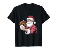 Papá Noel Jugando béisbol Hombres niños Navidad Jugador de béisbol Camiseta gráfica económica, Hombre, Negro, XL