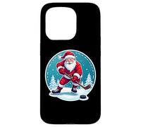 Papá Noel Jugar Hockey sobre Hielo Feliz Navidad Amante Divertido Carcasa para iPhone 15 Pro