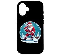 Papá Noel Jugar Hockey sobre Hielo Feliz Navidad Amante Divertido Carcasa para iPhone 16