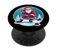 Papá Noel Jugar Hockey sobre Hielo Feliz Navidad Amante Divertido PopSockets PopGrip Adhesivo