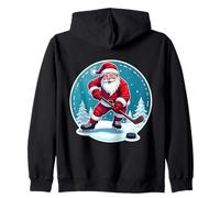 Papá Noel Jugar Hockey sobre Hielo Feliz Navidad Amante Divertido Sudadera con Capucha