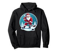 Papá Noel Jugar Hockey sobre Hielo Feliz Navidad Amante Divertido Sudadera con Capucha