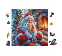 Papá Noel Junto a la Chimenea Puzzle 100 Piezas Cartón Resistente para Parejas Noches De Cita para Relajarse para Fiestas Navideñas 28x28cm