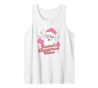 Papá Noel Kawaii Vibes Pink Lind Holiday Camiseta sin Mangas