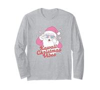 Papá Noel Kawaii Vibes Pink Lind Holiday Manga Larga
