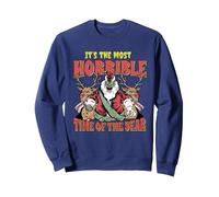 Papá Noel Malvado más Horrible época del año Terror Navidad Sudadera, Unisex para Adultos, Azul Marino, XXL