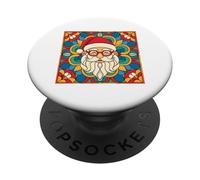 Papá Noel Mandala Navidad Xmas Navidad PopSockets PopGrip Adhesivo