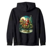 Papá Noel Montando T-Rex Navidad Invierno Wonderland Dino Sudadera con Capucha