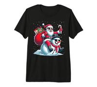 Papá Noel Montando Un Muñeco De Nieve Navidad Nieve Niños Niñas Camiseta Premium
