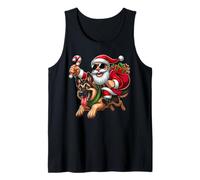 Papá Noel Montando un Perro Pastor alemán Navidad Camiseta sin Mangas