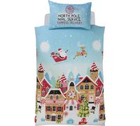 Papá Noel Navidad Pan de Jengibre Ciudad Funda Edredón Colcha Set Con Almohada