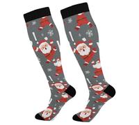 Papá Noel Navideño Encantador Calcetines De Viaje Correr Calcetines Altos Largos Socks Para Atletismo Ciclismo Soporte Varicosas 1 Par 50Cm
