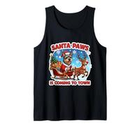 Papá Noel Paws llegando a la Ciudad Navidad Australian Terrier Perro Camiseta sin Mangas
