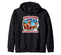 Papá Noel Paws Viene a la Ciudad Navidad Belga Tervuren Dog Sudadera con Capucha