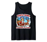 Papá Noel Paws Viene a la Ciudad Navidad dueño del Perro Collie Navidad Camiseta sin Mangas