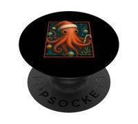Papá Noel Pulpo Lindo diseño de océano navideño PopSockets PopGrip Adhesivo