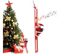 Papá Noel Que Sube eléctrico de Navidad con música 2024 Divertido Papá Noel Que Sube la Escalera a los Adornos del árbol de Navidad Muñeco de Peluche de Claus para la Pared de la Puerta del hogar