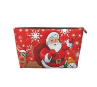 Papá Noel, Reno y muñeco de Nieve con Estampado de Copos de Nieve., Bolsa de artículos de tocador Bolsa de Maquillaje Bolsa de cosméticos Bolsa de artículos de tocador de Viaje portátil