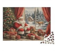 Papá Noel se Sienta Rompecabezas 1000 Piezas con Colores Vibrantes Puzzle Terapia De Arte para Pasatiempos En Casa como Cita En Casa 38x26cm/1000pcs