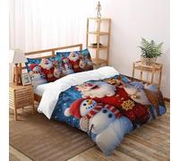 Papá Noel Snowman impresión 3D transpirable ropa de cama fácil cuidado 3 piezas microfibra resistente a las arrugas 2 cojines cremallera cerrada Super King (260 x 220 cm) para adultos, mujeres y niños