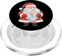 Papá Noel Sosteniendo Patchwork Corazón Navidad Amor PopSockets PopGrip para MagSafe