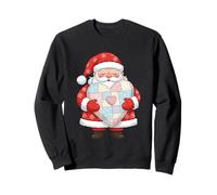 Papá Noel Sosteniendo Patchwork Corazón Navidad Amor Sudadera